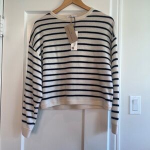 NEW WHITE + WARREN drop shoulder sweatshirt in retro green